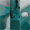InArt ceramic one piece western toilet commode in green, soft close seat lid detail for premium sanitaryware