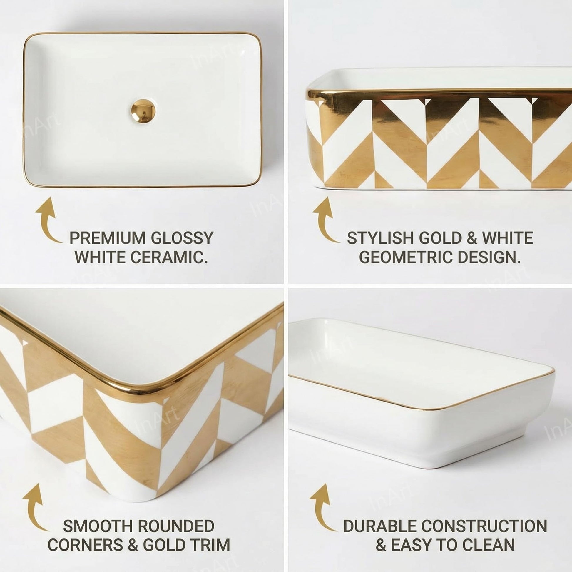 Over counter wash basin top view with rectangular shape and clean edges