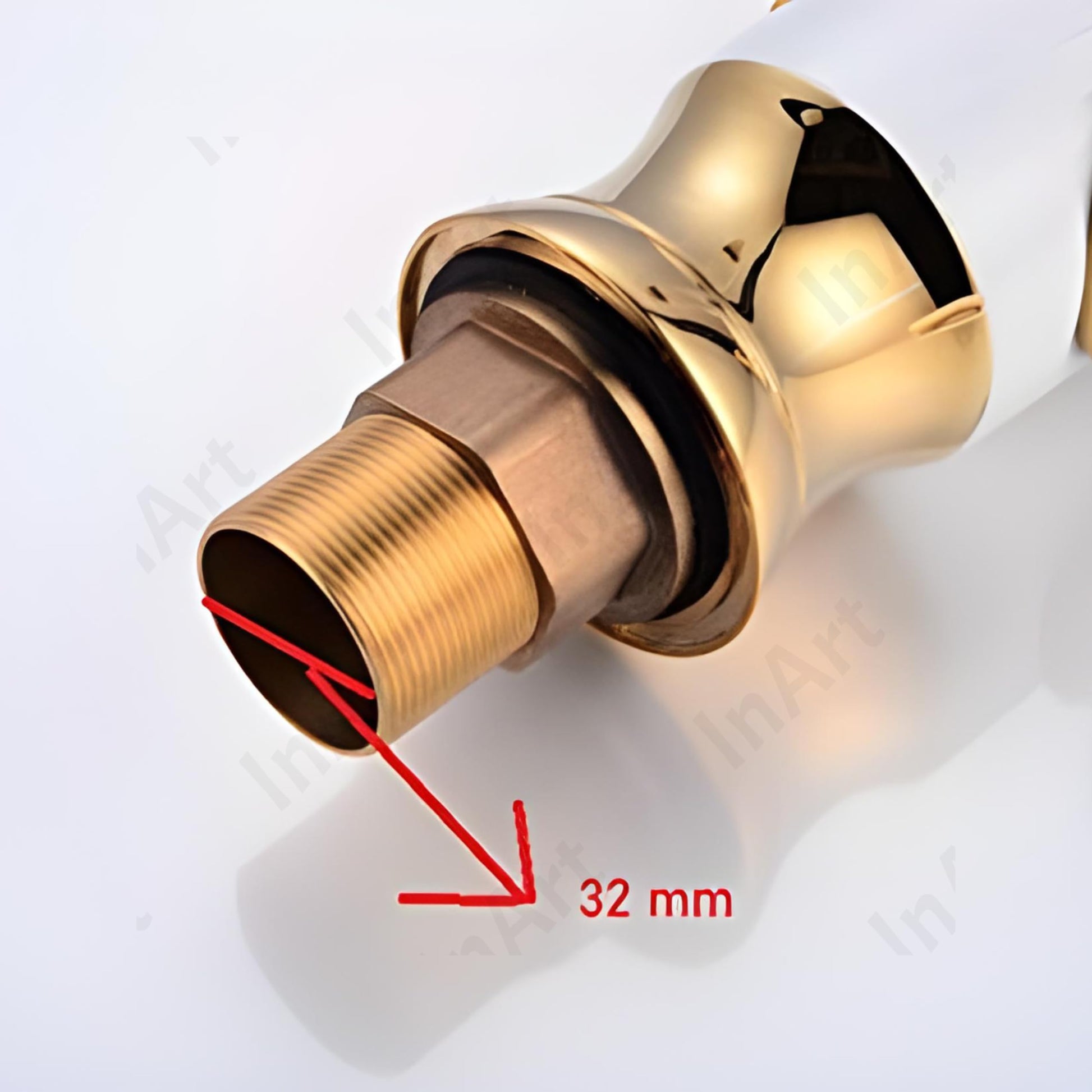 Brass basin tap with hot and cold water, deck mount wash basin mixer tap in luxury gold finish, handle detail