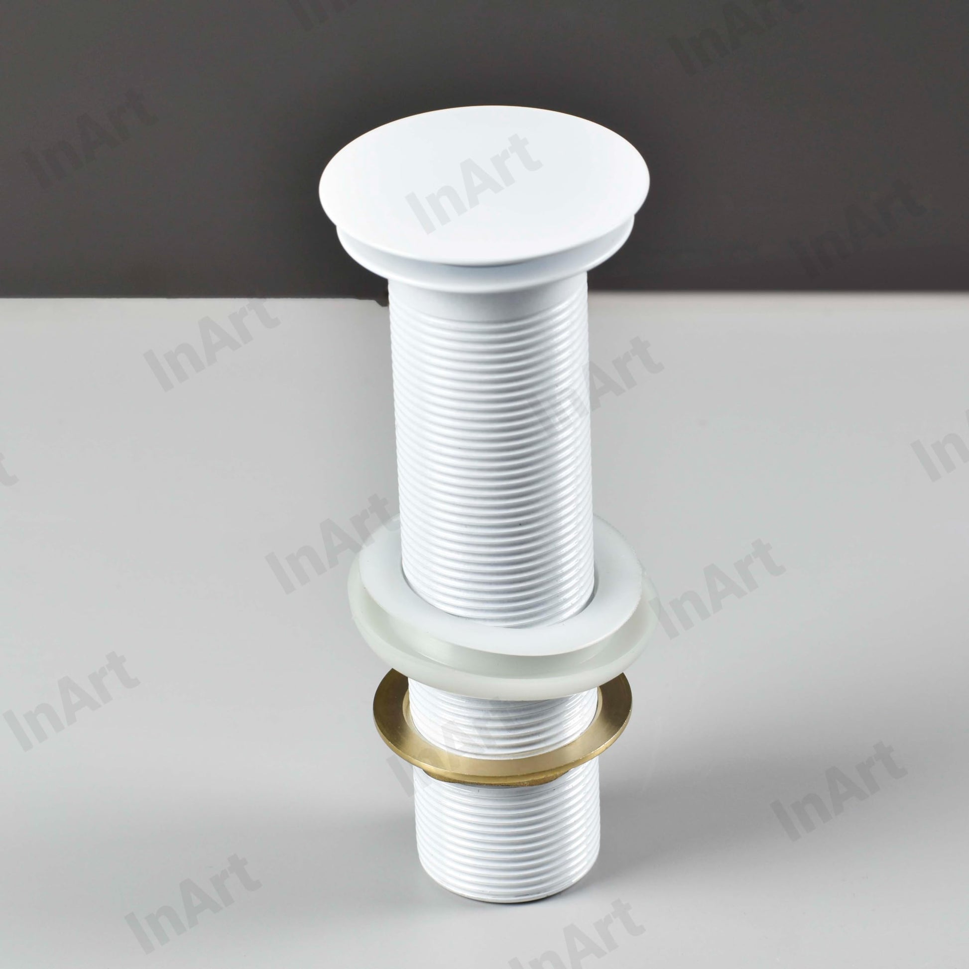 InArt 32mm basin waste brass round pop up waste coupling in glossy white finish for wash basin