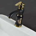 InArt washbasin tap design with price-friendly premium look, black gold glossy waterfall basin tap on counter