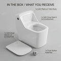 InArt rimless one-piece western toilet installed in a modern Indian bathroom, glossy white ceramic commode