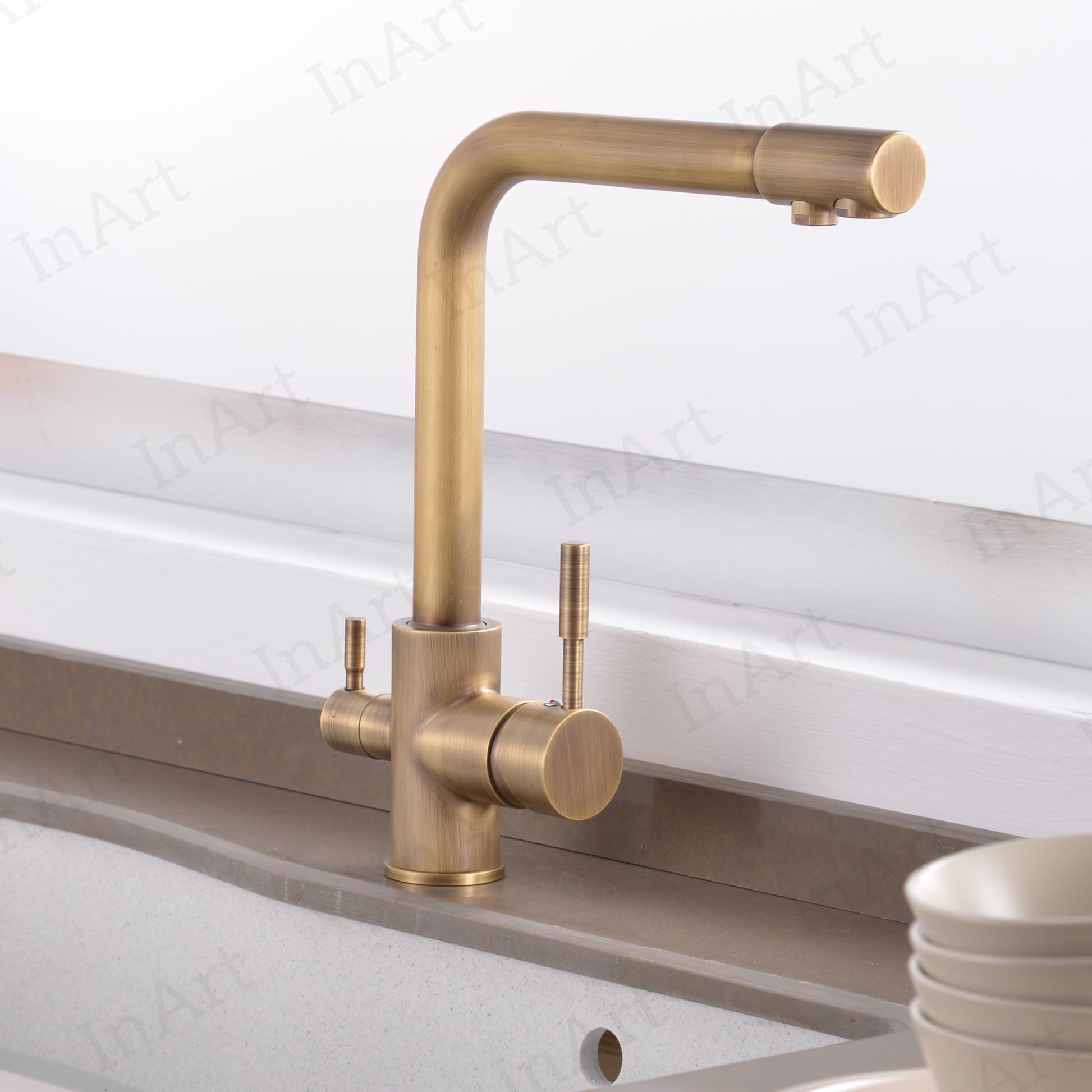 InArt kitchen sink tap with filter installed in Indian kitchen, swan neck tap with water filtration system