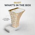 Luxury wash basin for bathroom interior, gold white glossy ceramic pedestal basin for living room wash area