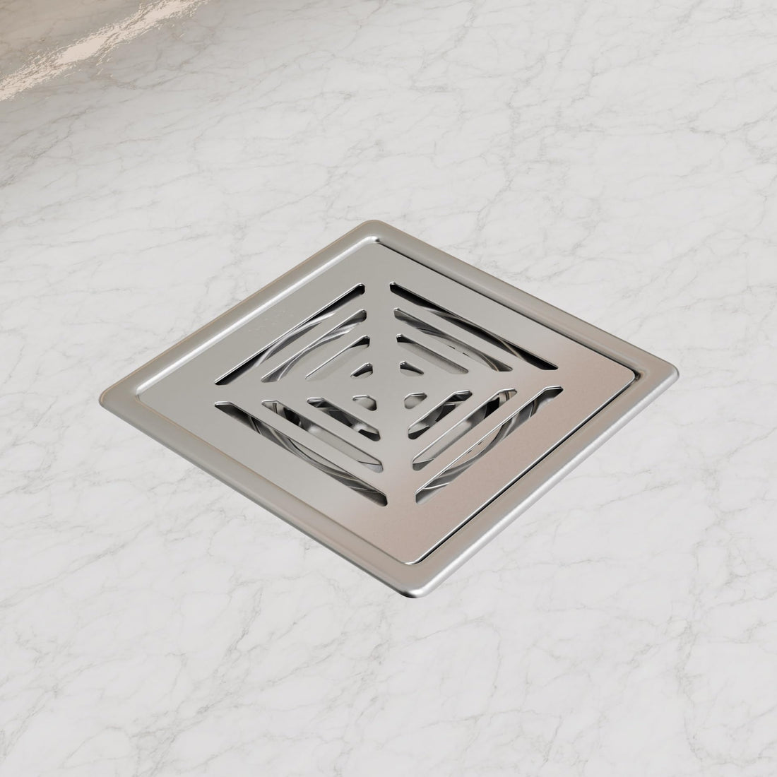 InArt 304 stainless steel floor drain jali 5x5 inch square, brushed matte slotted design with cockroach trap