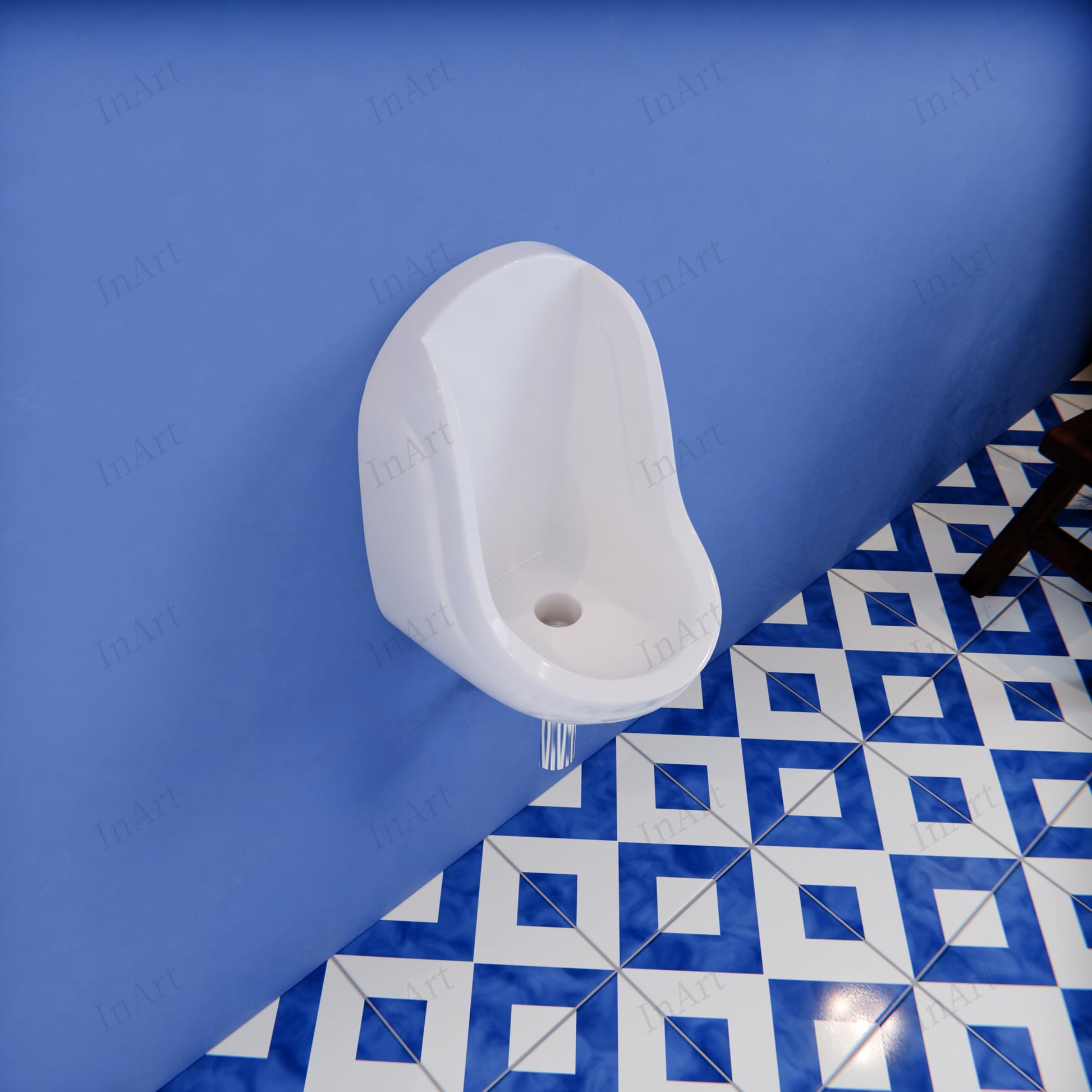 Commercial wall mounted ceramic urinal in glossy white, durable sanitaryware for washrooms