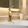 InArt bathroom mixer tap in gold brass, close-up of smooth finish and premium build