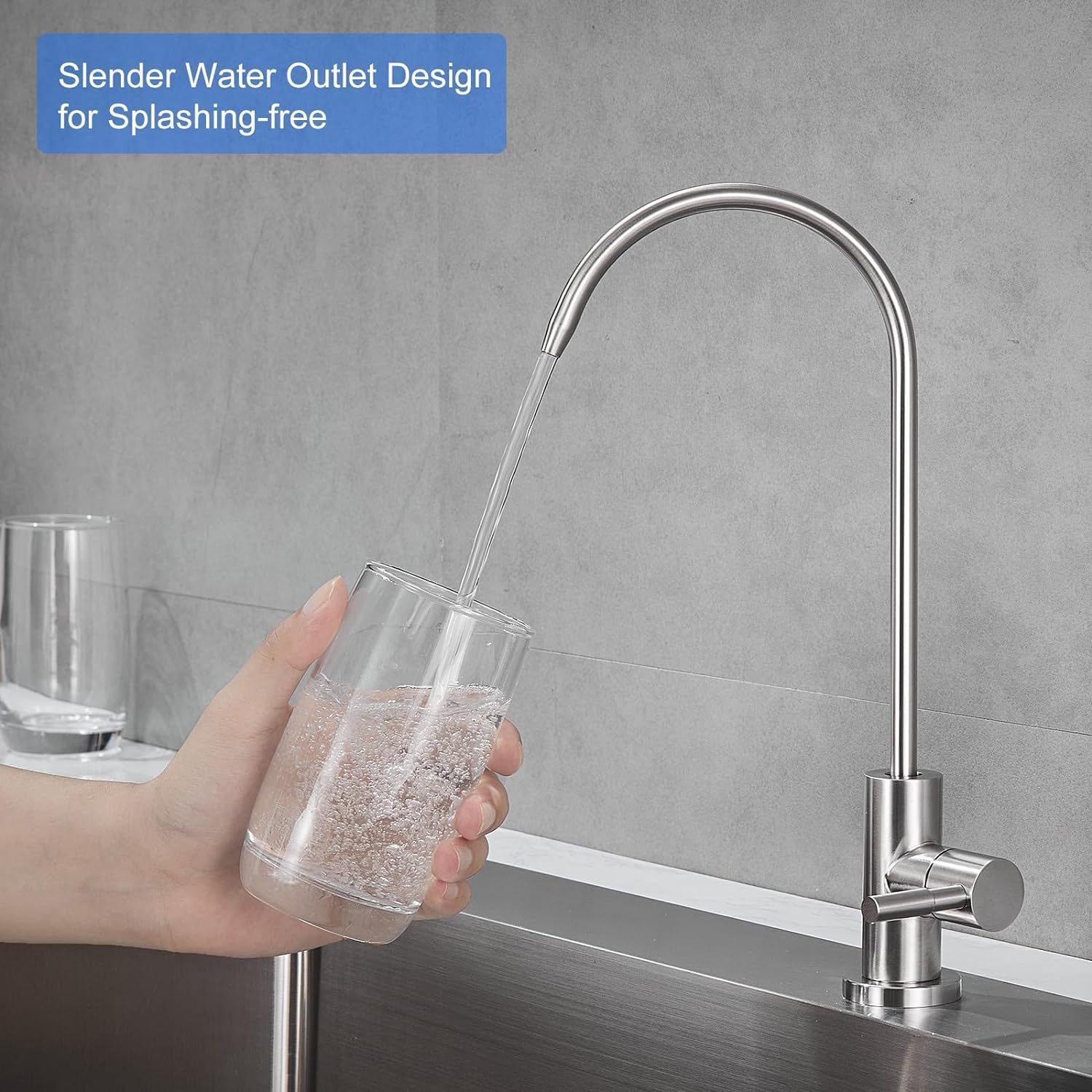 Reverse osmosis water filter tap for drinking water, brushed nickel stainless steel RO sink tap