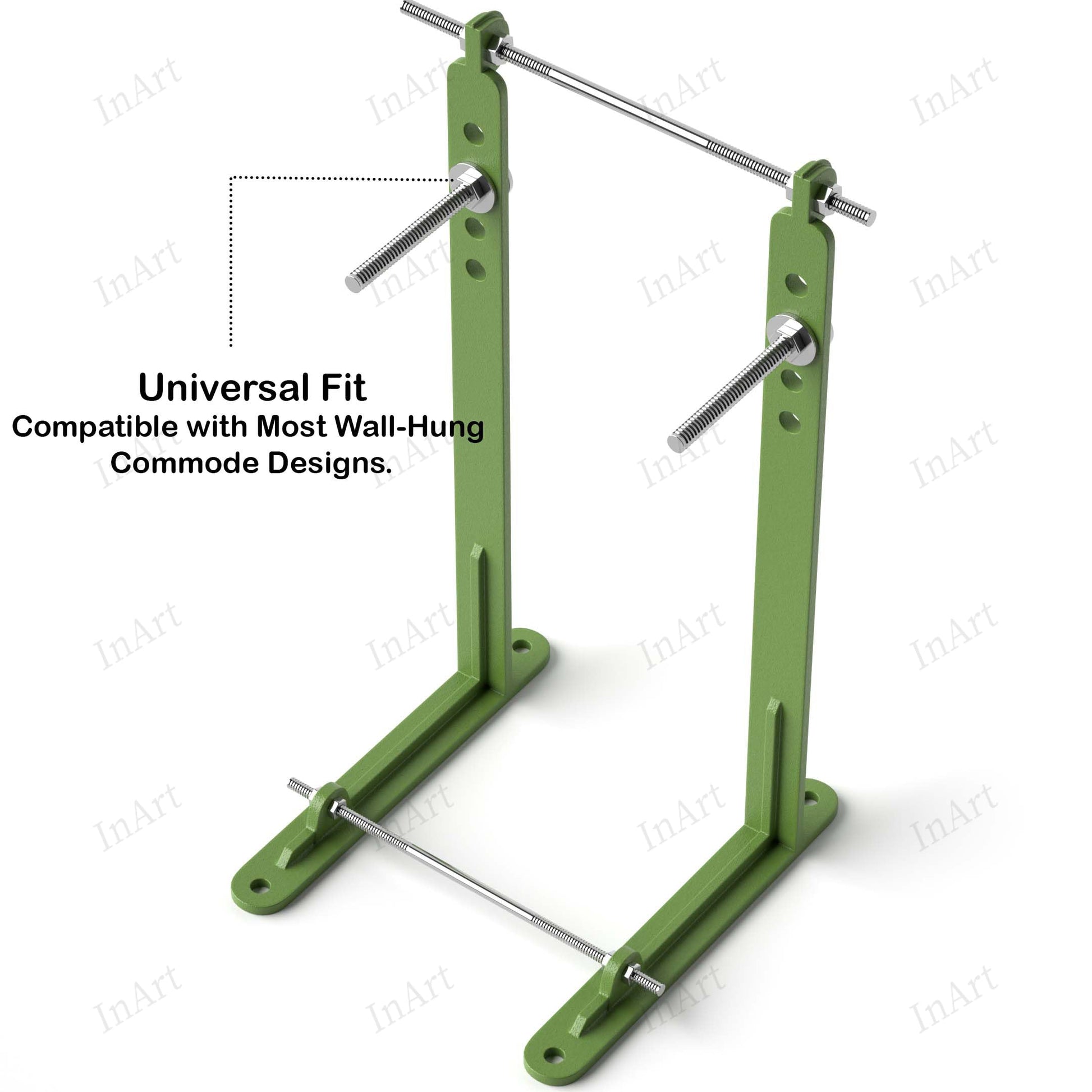 InArt commode chair bracket for wall hung WC, detail view of adjustable slots for easy fitting
