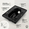 Top view of 21 inch Indian toilet pan with clean glazed ceramic surface