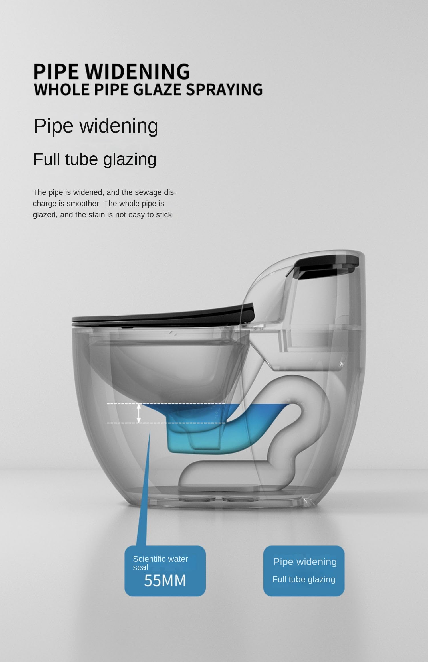 Western toilet single piece rear angle with syphonic washdown rim and dual tone finish for modern bathroom