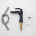 InArt single lever basin tap in black matt, modern brass mixer tap for bathroom wash basin