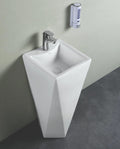 InArt ceramic pedestal wash basin, square free standing glossy white wash basin and pedestal for bathroom