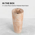 Wash basin for dining room and living room, free standing round ceramic pedestal basin in orange marble colour
