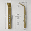 InArt shower tower panel rainfall head in gold finish, top detail view for modern bathroom upgrade