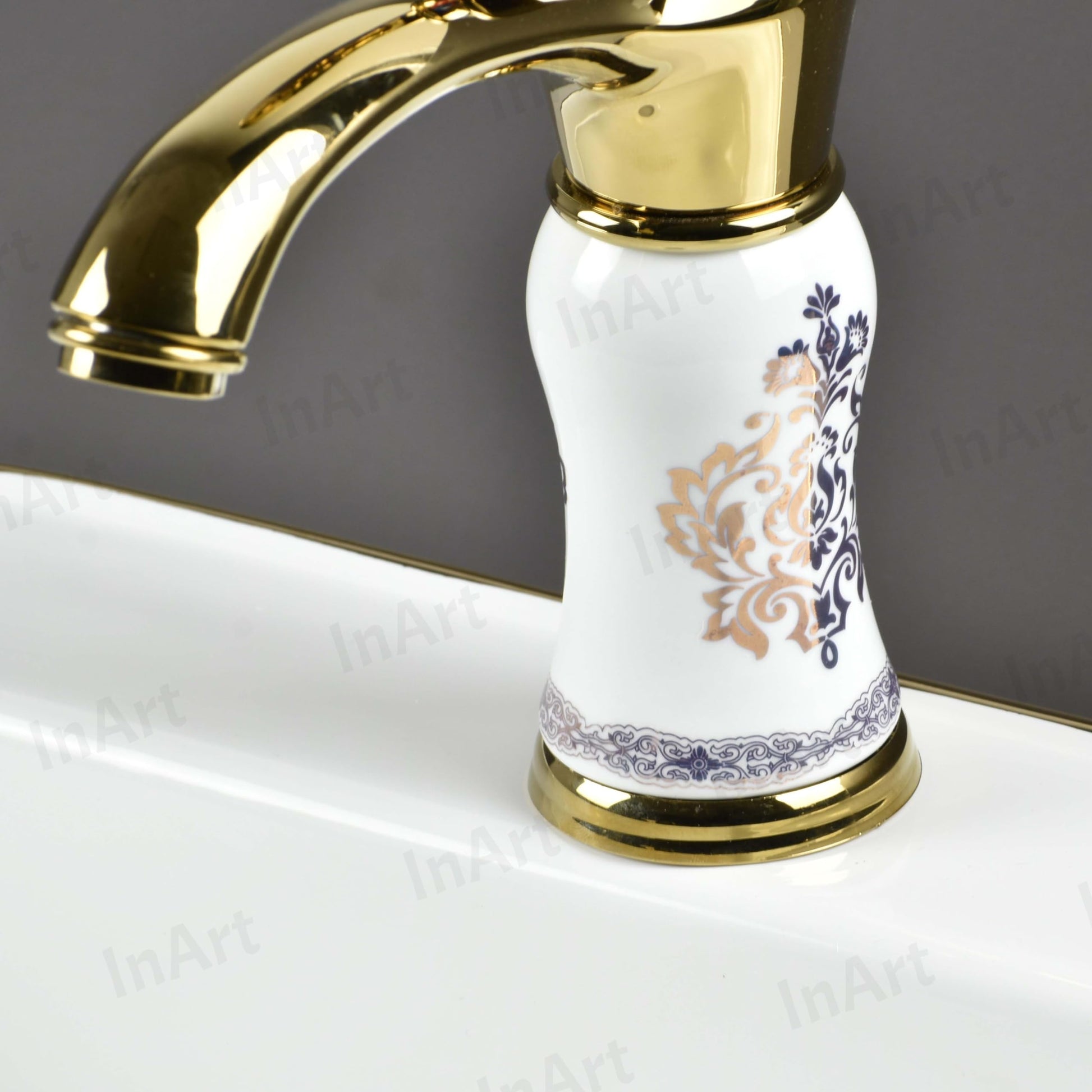 Modern bathroom basin design tap, angled view of single lever wash basin mixer with waterfall spout