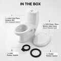 Compact floor mounted one piece closet in glossy white ceramic, modern square western commode for washroom