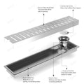 InArt shower drain channel with anti-cockroach trap and collar, 304 stainless steel floor drain jali detail