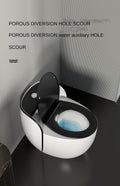 Washdown commode one piece top view highlighting smooth dual colour glaze and easy-clean ceramic surface