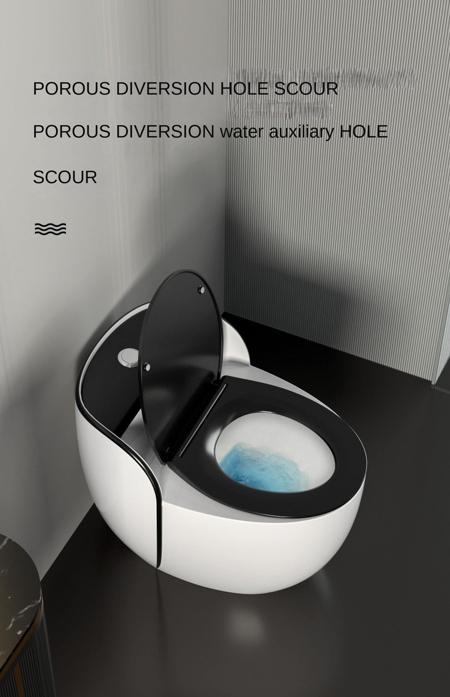 Washdown commode one piece top view highlighting smooth dual colour glaze and easy-clean ceramic surface