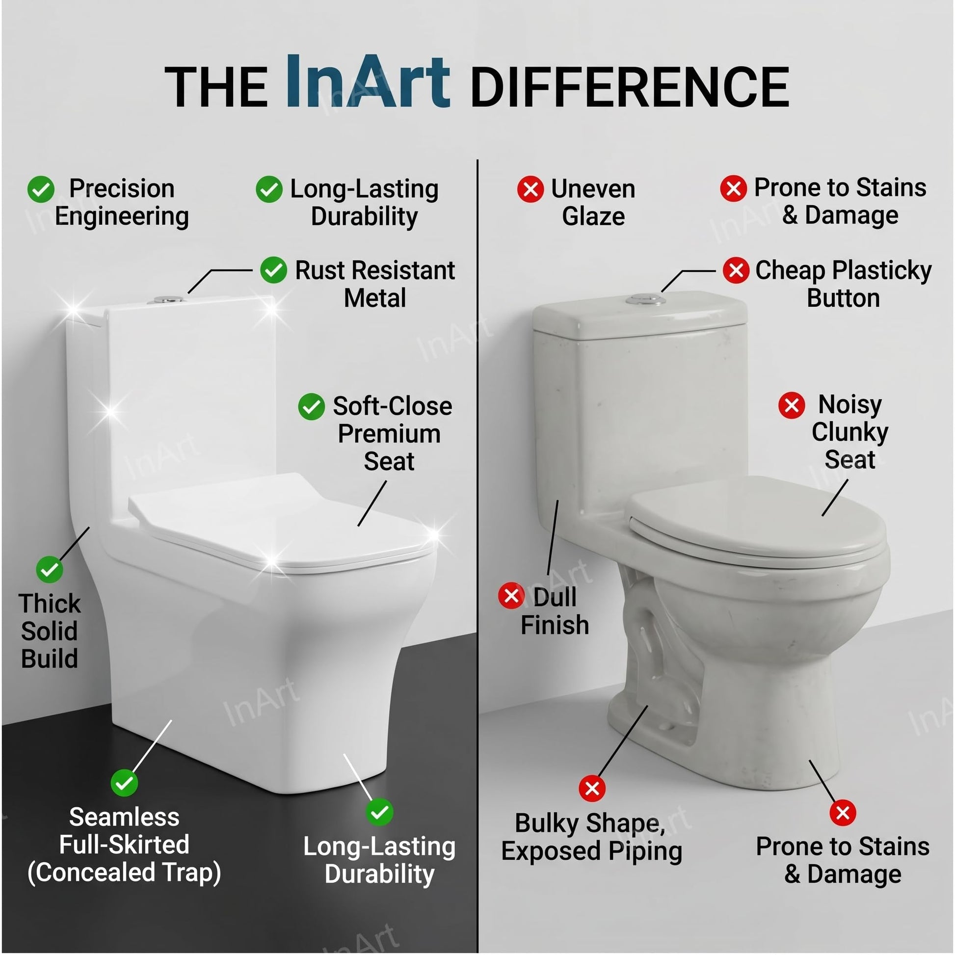 Premium sanitaryware one-piece western toilet in square design, easy clean glossy ceramic finish