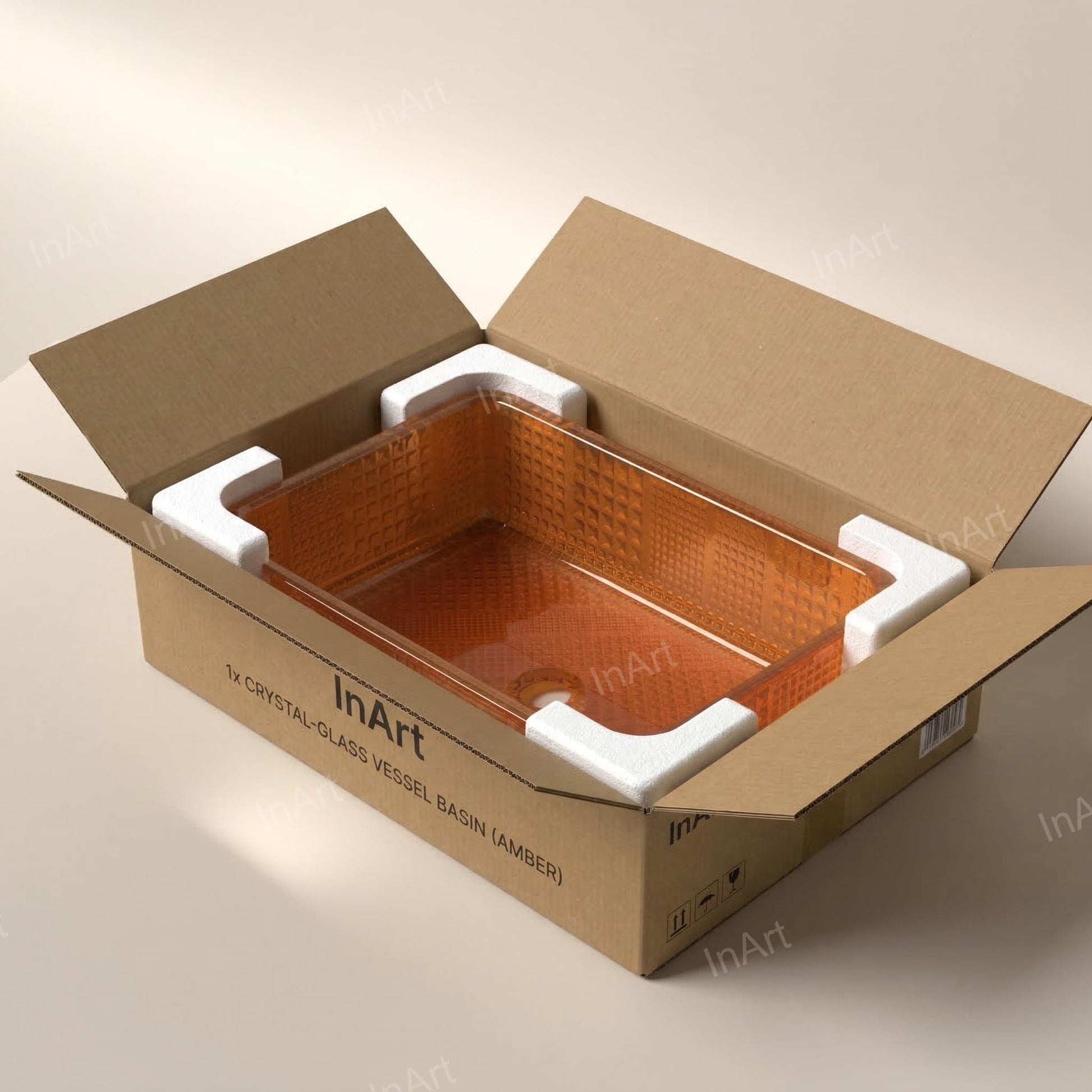Buy glass wash basin online India, InArt transparent crystal glass table top wash basin for stylish interiors