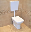 InArt floor mounted european water closet in glossy white ceramic, oval WC with slim dual flush tank