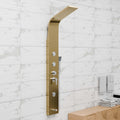 Blue ocean shower tower by InArt in gold brushed stainless steel, rectangular shower panel set front view