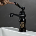 InArt black basin tap for wash basin, single lever basin mixer installed on countertop for modern bathroom