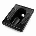 Black ceramic Orissa pan Indian style toilet 21 inch floor mounted view