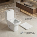 Single piece western toilet installed in modern Indian bathroom, floor mounted one-piece commode lifestyle view