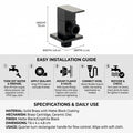 Kitchen angle valve for sink tap, matte black brass wall mounted angle valve with flange, outlet detail