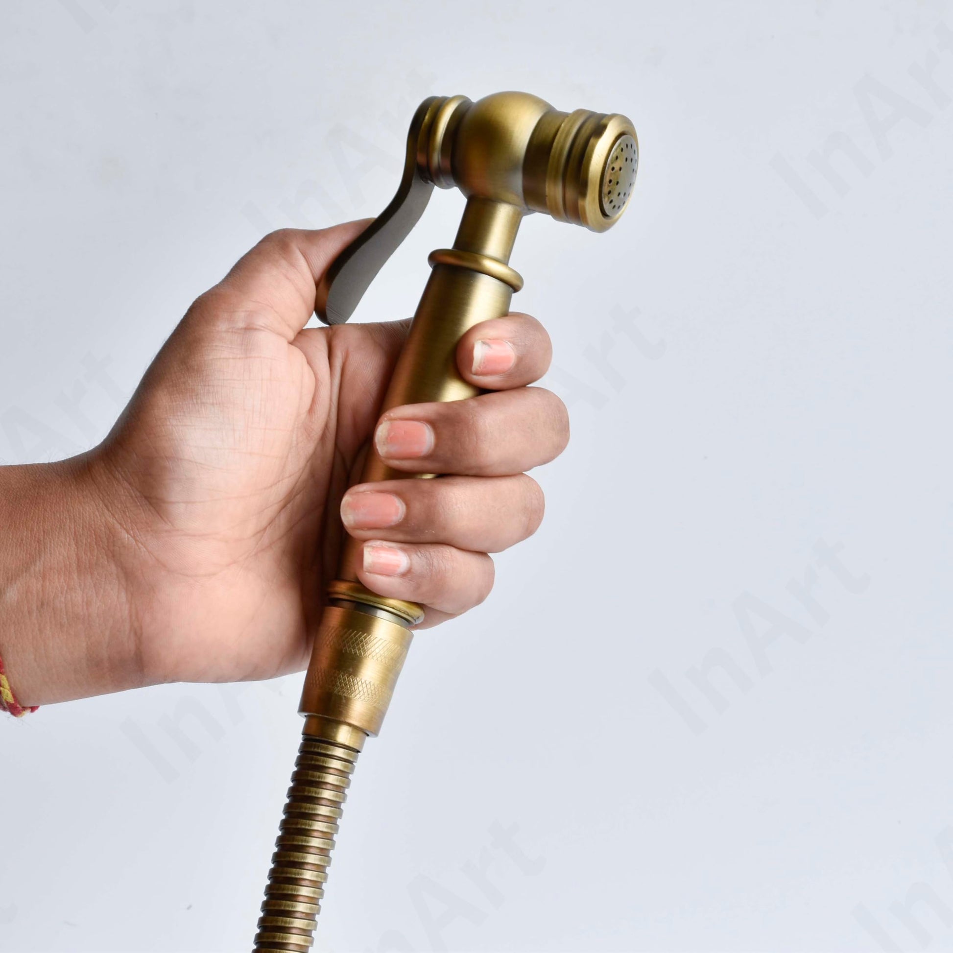 Health faucet for bathroom with hose and wall holder, low water pressure jet spray in antique bronze