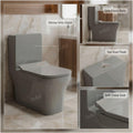 Compact western toilet for small bathroom, grey washdown commode with dual flush, 3/4 angle view