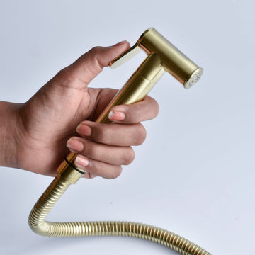 InArt brass health faucet price friendly golden jet spray with hose and holder, main view