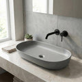 InArt ceramic table top wash basin, rectangular matt grey counter basin 80x40 cm, front view