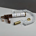 InArt single lever basin tap with waterfall spout, side angle view in antique rose gold finish for washroom