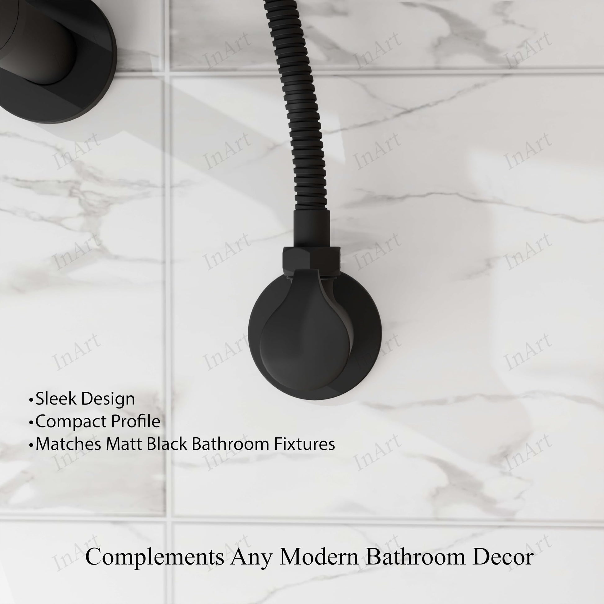 Black matte brass angle valve for kitchen sink tap, L-type stop cock with wall flange angled view