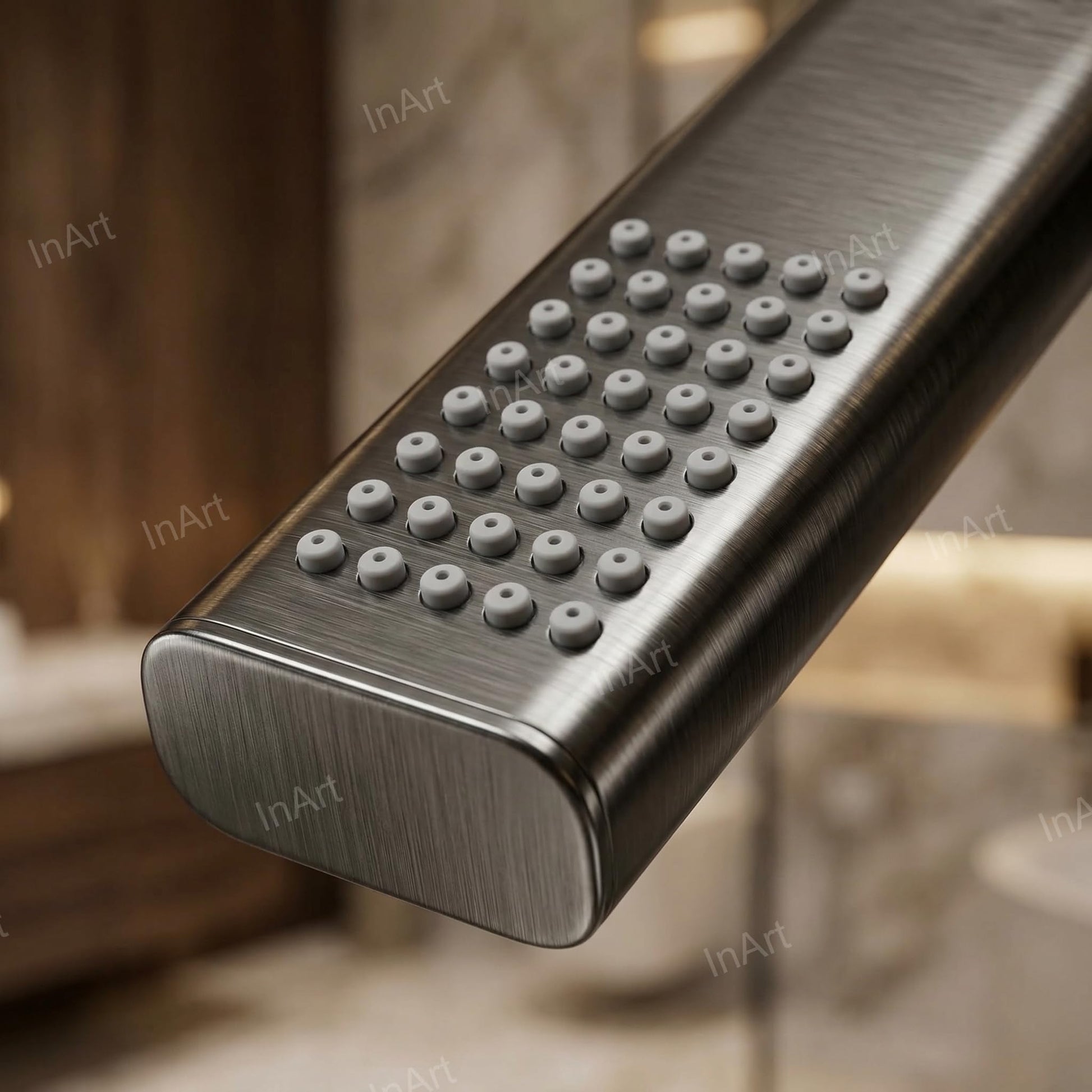 Rain flow hand shower head for home bathroom, round SS304 stainless steel gun grey hand shower with flexible hose