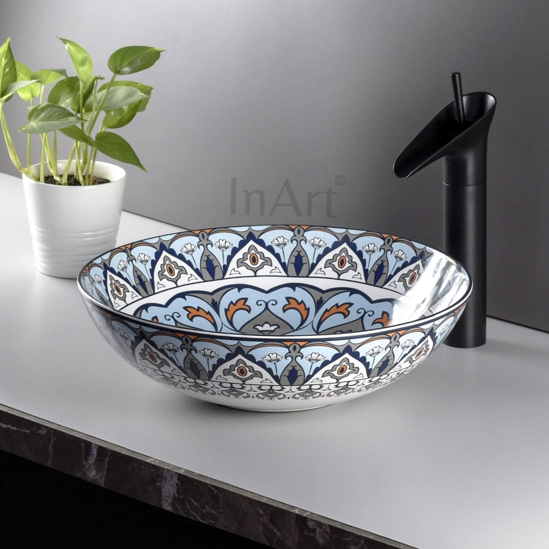InArt wash basin design table top wash basin, premium bathroom basin front view
