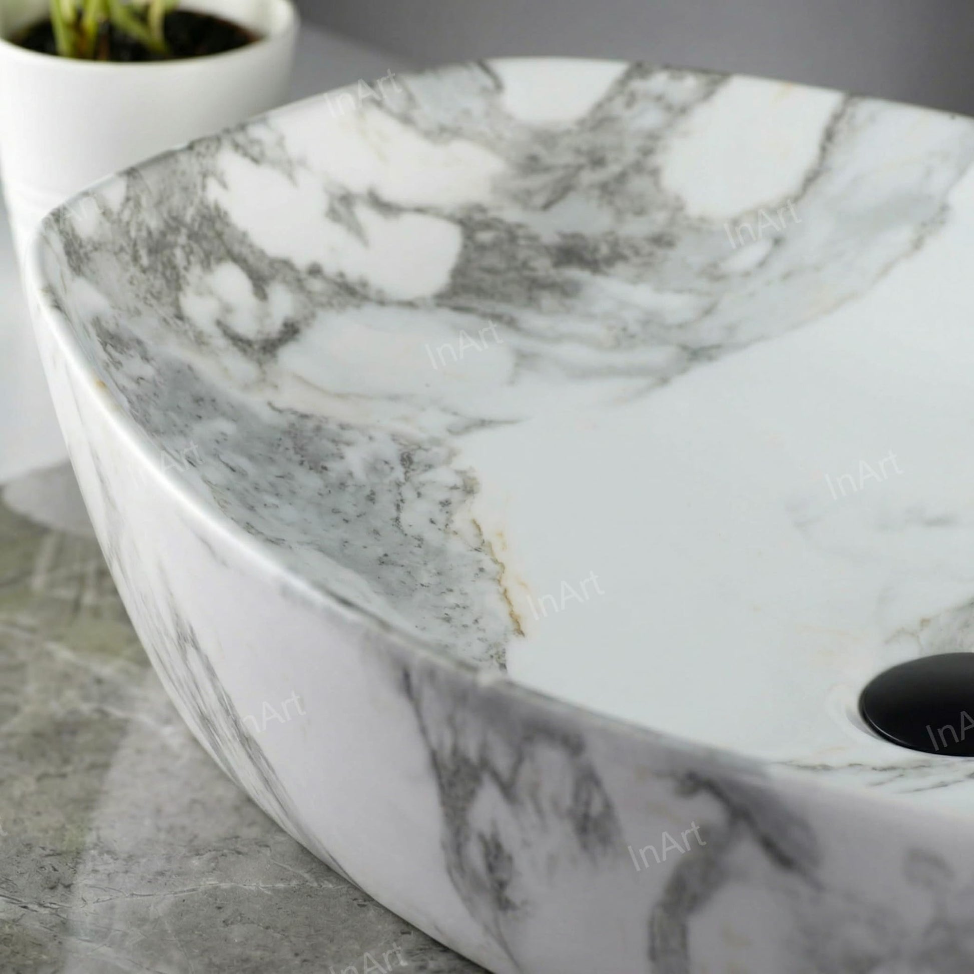 Rectangular table wash basin designs for washroom counter, matt white grey ceramic basin with clean edges