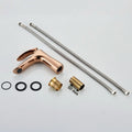 Premium sanitaryware brass single lever basin mixer in rose gold, ideal for Indian washroom