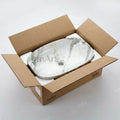 Table top wash basin for dining room wash area, modern matt white grey ceramic basin in interior setting