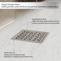 InArt stainless steel floor drain jali 5x5 inch square, silver brushed finish, durable bathroom drain cover