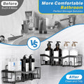 Black powder-coated wall mounted shower caddy with open-wire drainage design