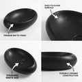 Modern bathroom ceramic table top wash basin design in matte black, rectangular counter top basin side angle