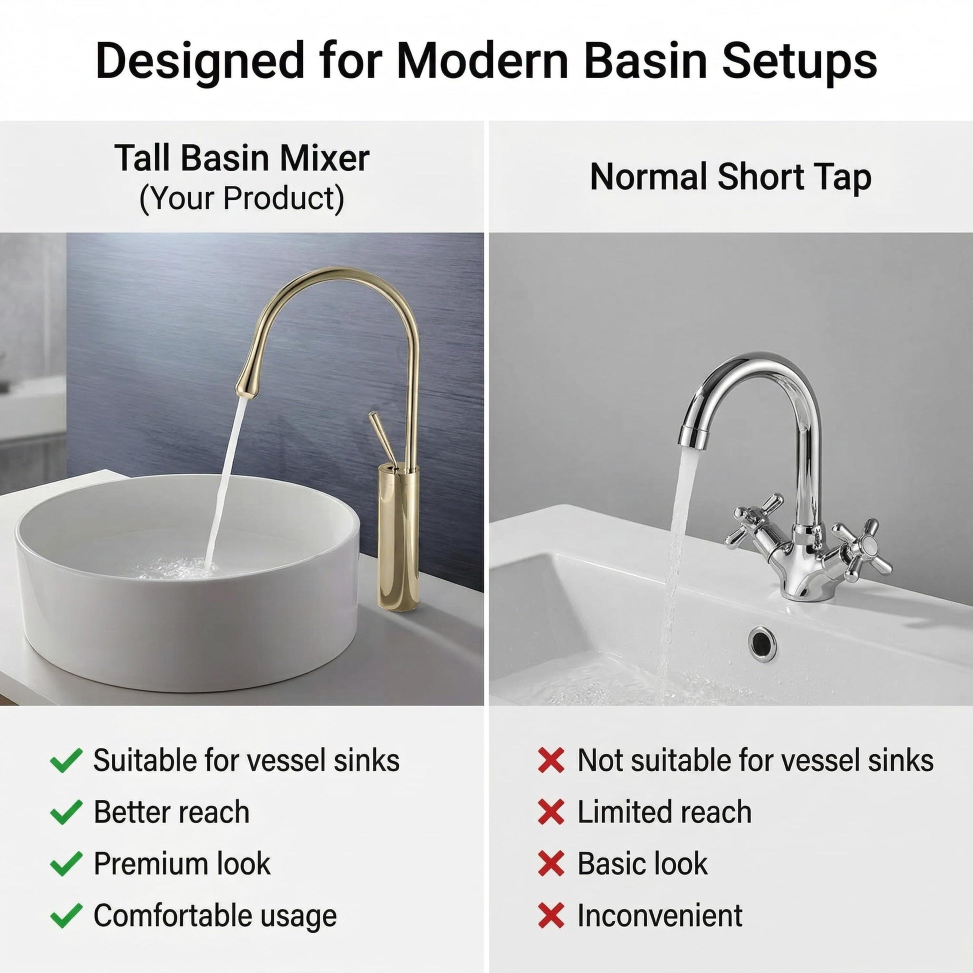Single lever basin tap in brass with gold coating, top view showing handle and single hole mounting