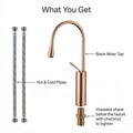 Premium sanitaryware style rose gold basin mixer tap, brass single lever pillar tap for bathroom sink