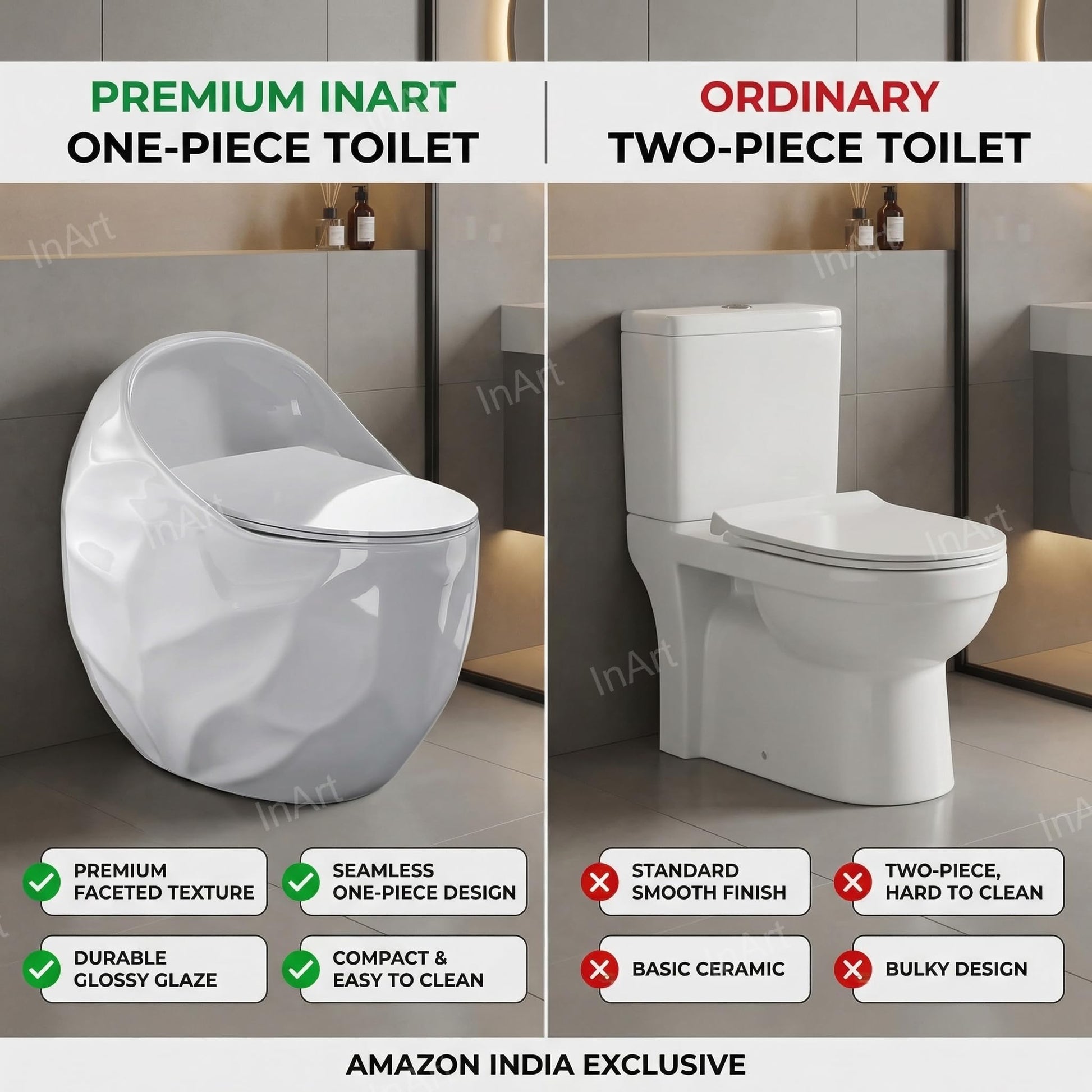 Bathroom western toilet price range pick, modern one-piece floor mounted commode in glossy white for washroom