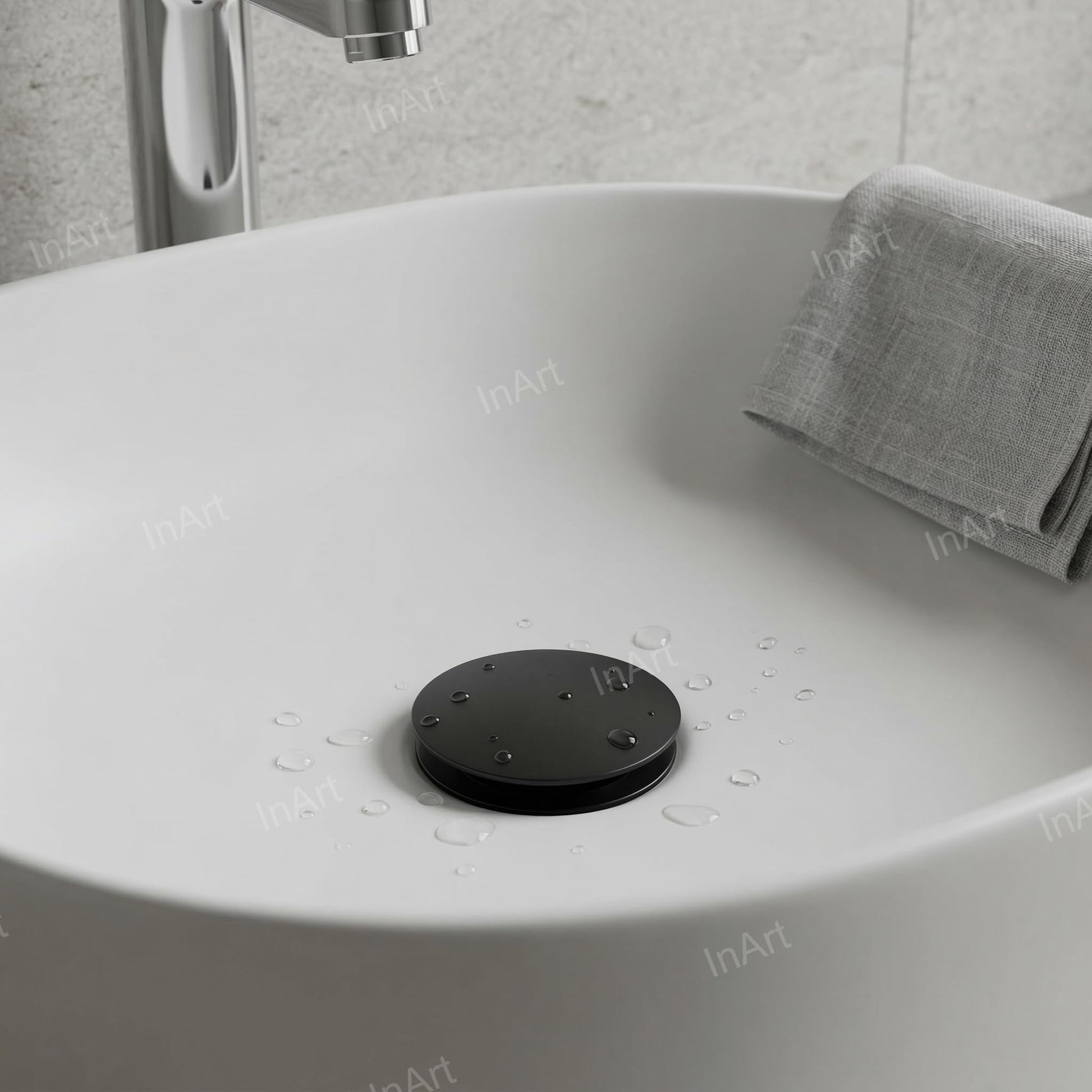 Table top wash basin waste coupling 1.25 inch in matte black, full threaded brass drain for modern bathroom